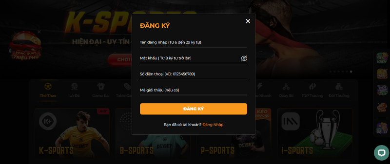 Nhập thông tin cá nhân để tạo tài khoản 