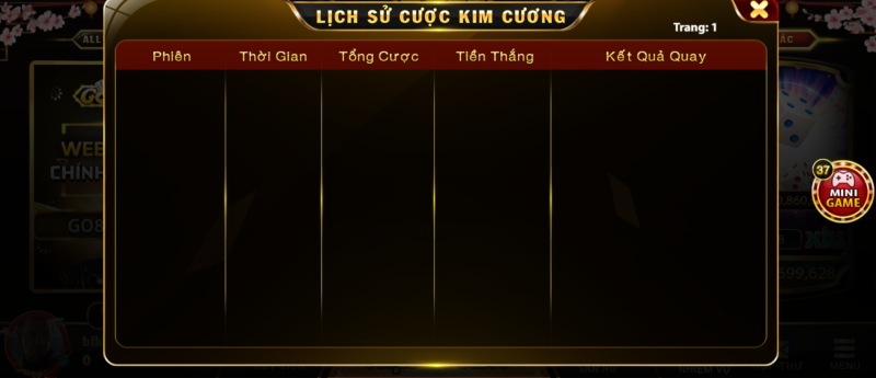 Lịch sử cược Nổ Hũ Kim Cương  